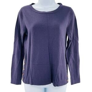 White Stuff Purple Wool Blend Button Sides Scoop Neck Long Sleeve UK Sweater 8